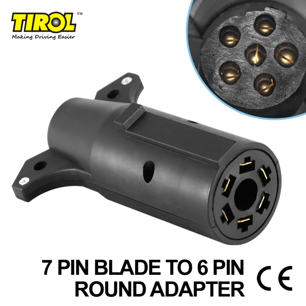 Gorgeri Trailer Plug Adaptador de remolque 12V 7 Pin Electric Trailer Plug Adaptador de conector de cableado de 7 polos de pl/ástico tipo N Negro