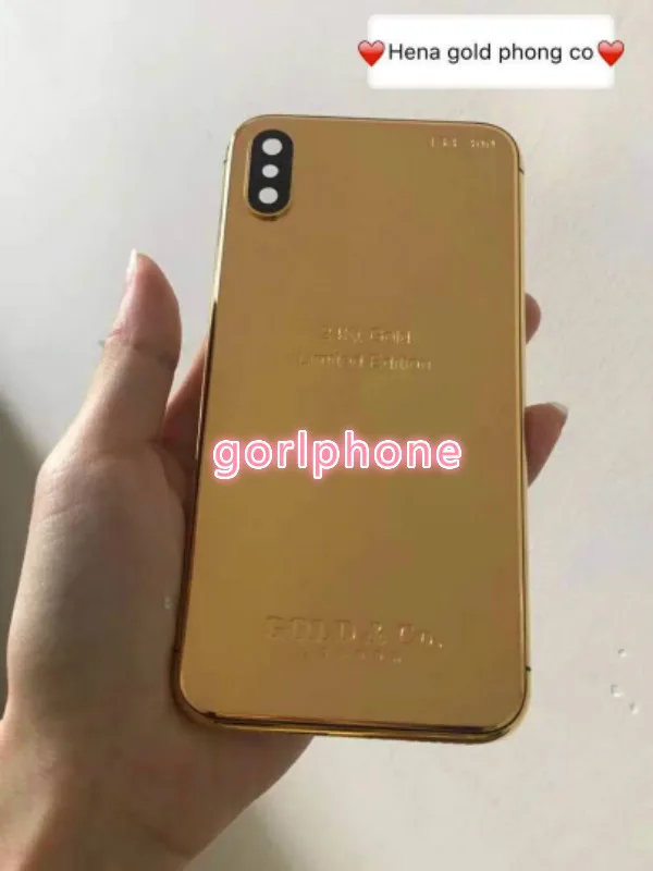 

New Good Quality Replacement Luxury Chassis Housing for iphone 7/X Back Cover 24k Mirror Gold CO Battery Door with Logo+Buttons