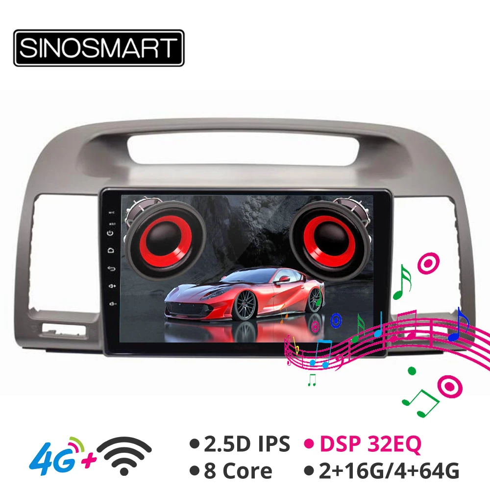 Sinosmart Android 8,1 автомобиль для Toyota Старый Camry 2002-2006 gps навигация радио 2din 2.5D ips/QLED экран