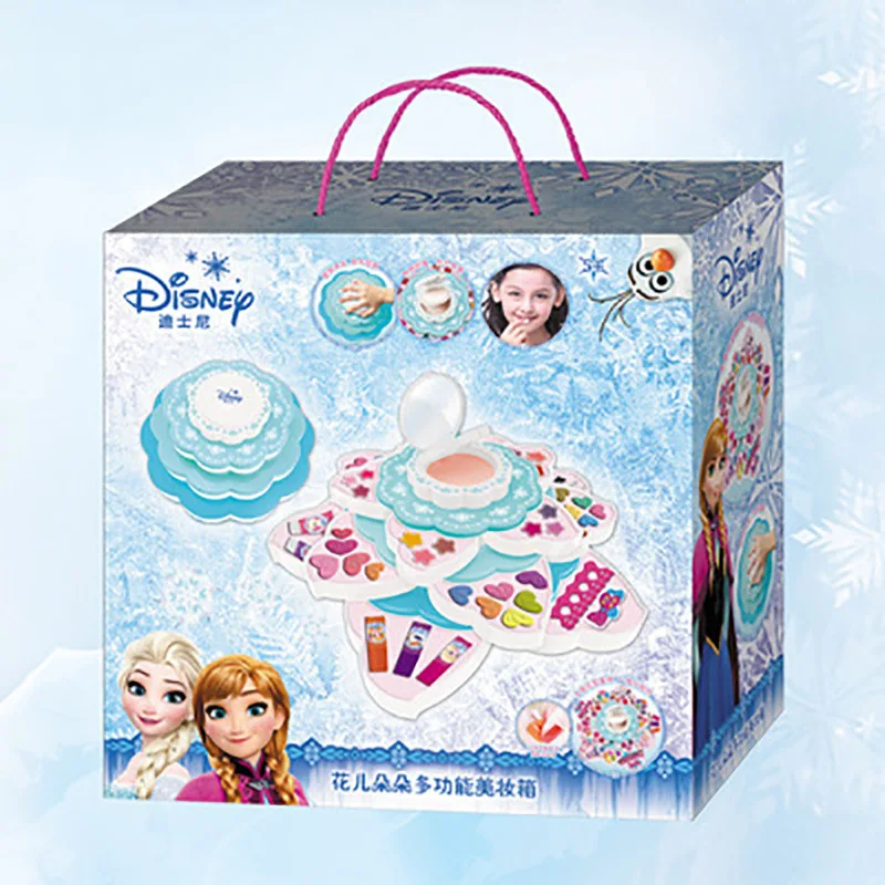 new Disney Frozen Child Princess Flower blossoming multi-functional beauty box Girls Play Children's makeup birthday Gifts