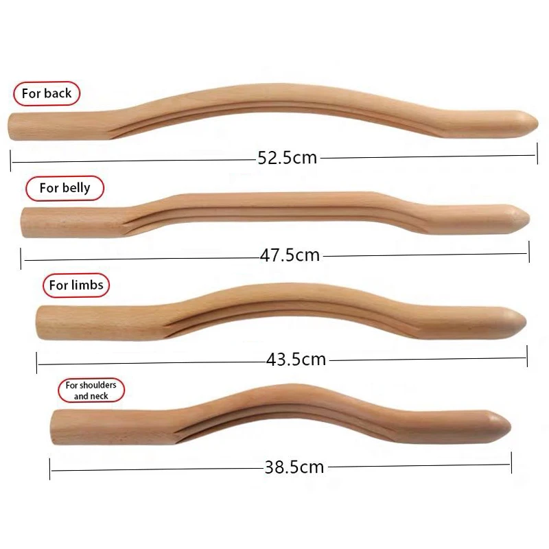 4 Pcs Natural Wood Gouache Massage Scraper Stick Fat Burner Back Shoulder Neck Waist Leg Cellulite Massage Tool Gua Sha slimming