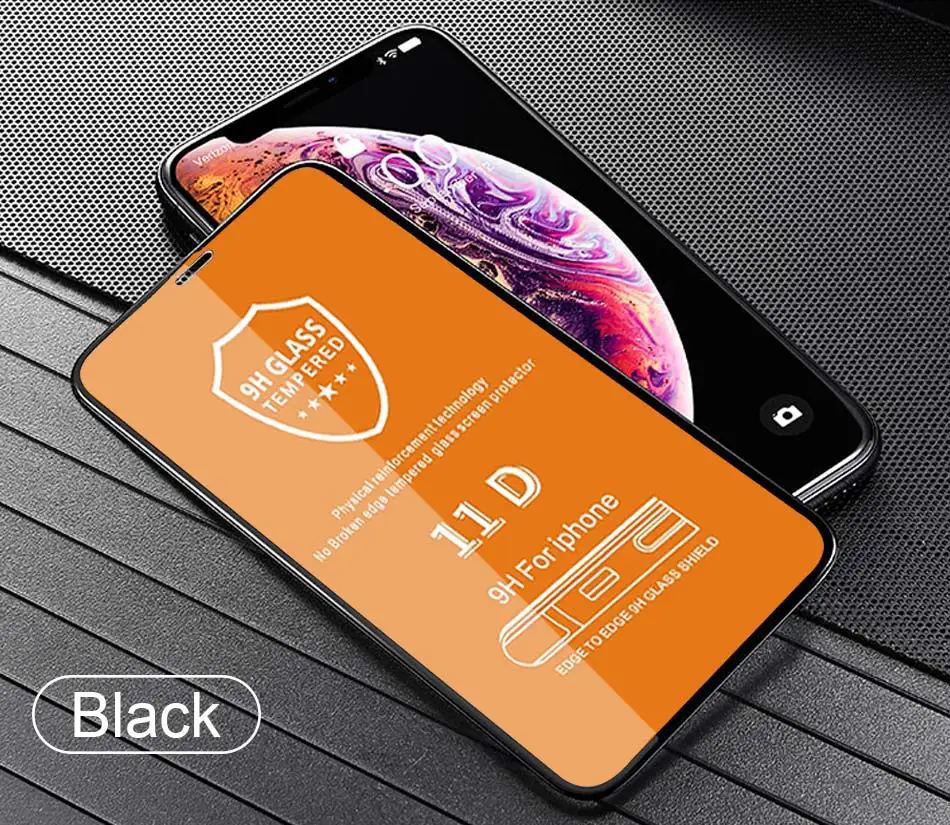 11D Curved Full Protective Glass On The For IPhone XS XR XS Max X Tempered Film For IPhone XR X XS Max Screen Protector Glass - Цвет: Black