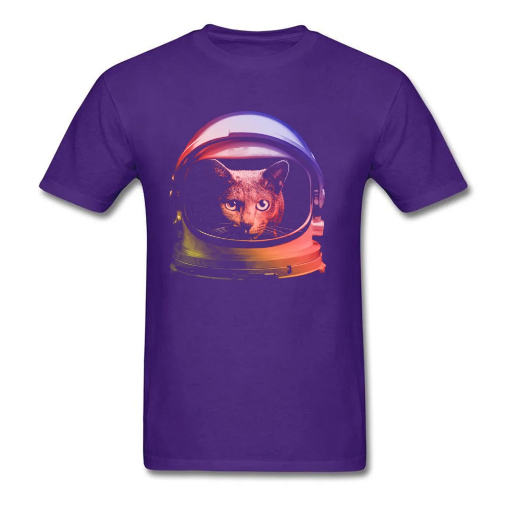 Company My Cat is Astronaut Casual T-shirts Round Neck 100% Cotton Fabric Men Tops Shirts Short Sleeve Tee Shirt Labor Day My Cat is Astronaut purple