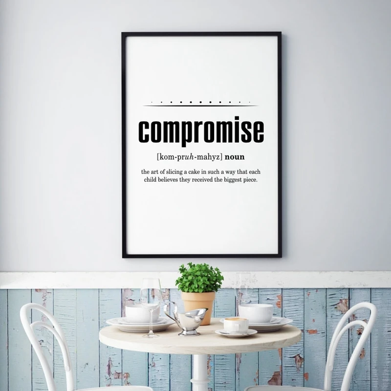 Definition Hungry Funny Kitchen Wall Art Canvas Painting Compromise Quote Prints Minimalist With Free Shipping Worldwide Weposters Com