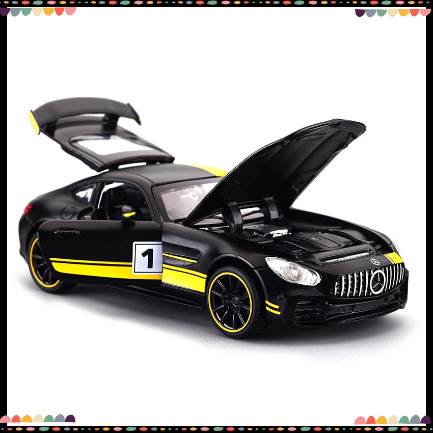 

AMG GT Track 1/32 Model Simulation Metal Racing Car Alloy Cars With Lights Sound Vehicles Pull Back Toys Gifts For Kids Children