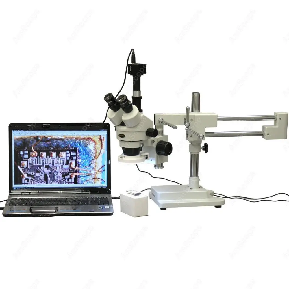Увеличительный микроскоп AmScope поставляет 7X 45X увеличение зума стерео w 64 LED свет +