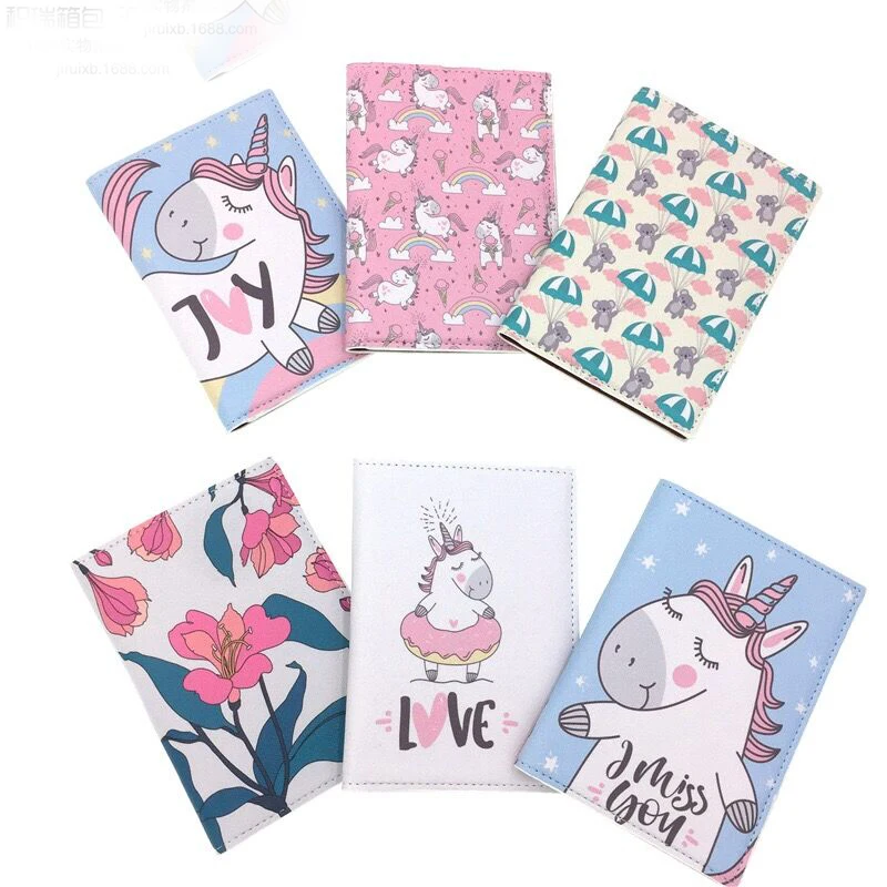 

New Passport cover Cartoon Women Card Holder PU ID Credit adorable Ticket Pouch Packages Rose Passport Bag Lovely one for girls