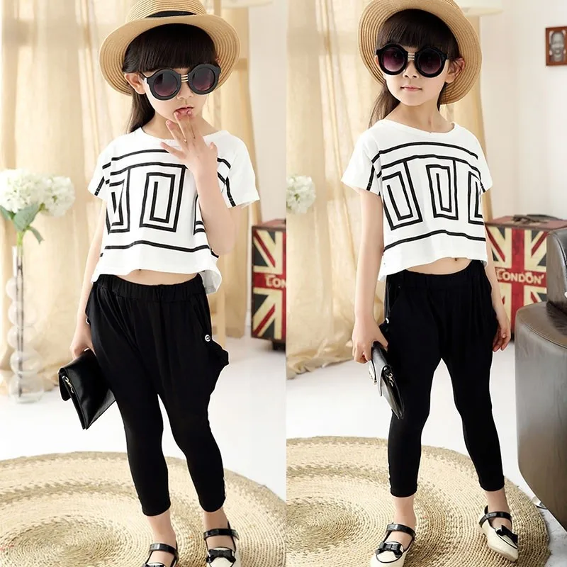 2016 top quality cool baby toddler big girls clothing set kids clothes