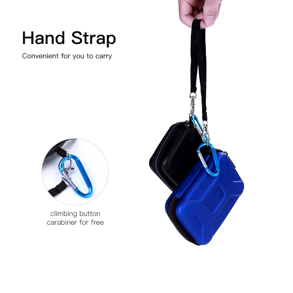 Жесткий Чехол для внешнего жесткого диска Сумка 2,5 дюйма водонепроницаемая и Ударопрочная сумка для хранения с сетчатым карманом(черный/синий