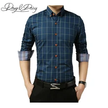 DAVYDAISY мужские рубашки в клетку, весеннее платье, приталенное, с отложным воротником, брендовые, деловые рубашки с длинными рукавами, Camisas DS-035