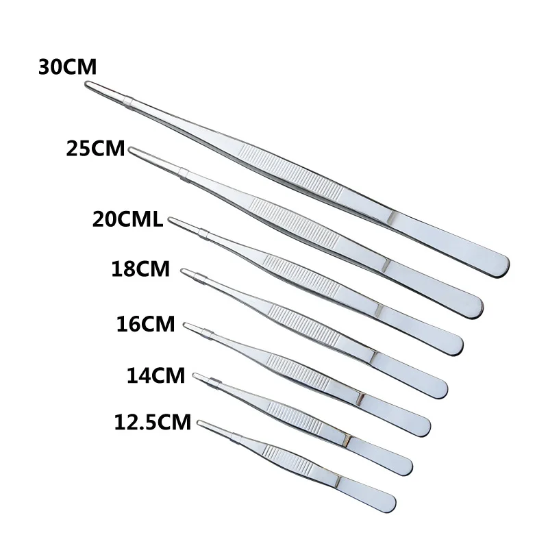 FATCOOL Пинцет для барбекю из нержавеющей стали, длинные Щипцы для еды, прямой Домашний медицинский пинцет, садовый кухонный инструмент для барбекю, 5 размеров