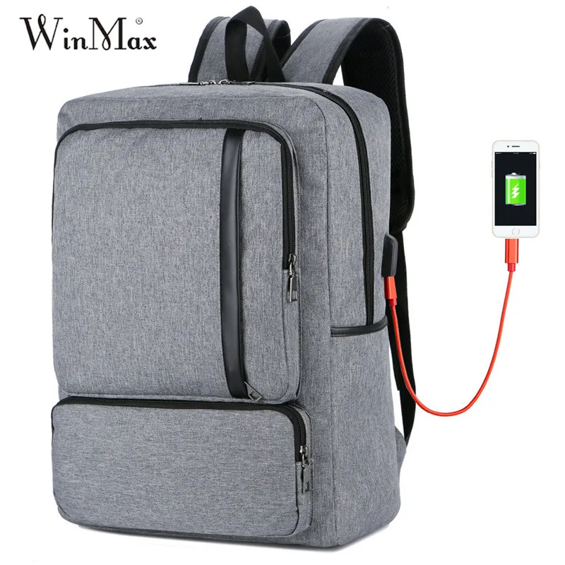 

Winmax New Male Female USB Charging Anti Theft Laptop Backpack Women Men Business Backpacks Teenager Fashion Travel School Bags