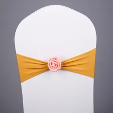 Золотой цвет спандекс стул створки с розой мяч искусственный цветок мяч крышка стула створки лайкра стрейч подходят для всех Стулья Свадебные