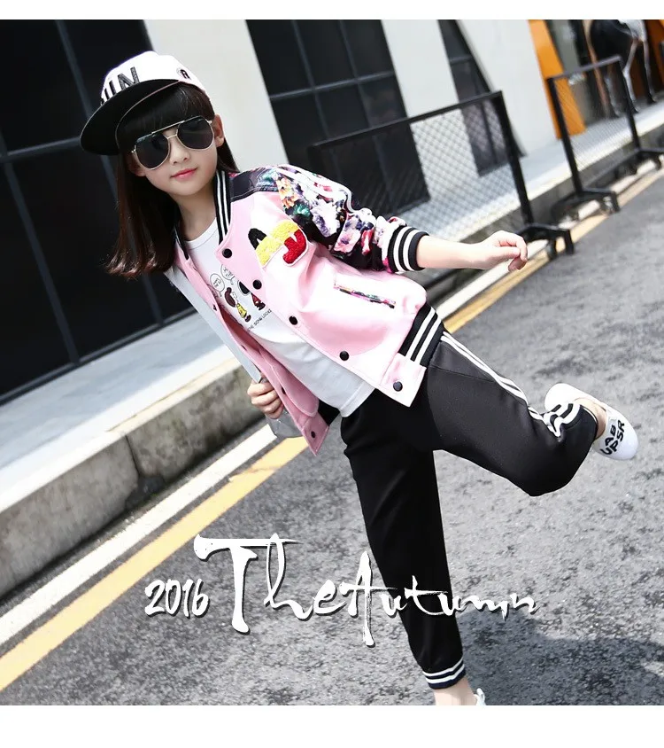 flowers printed autumn tracksuit suits kids autumn pants sports girls clothes set girls outfits baseball jackets tops pants active clothes suits for girls 6 7 8 9 10 11 12 13 14 15 16 years old little teenage big girls girls boutique cloth (12)