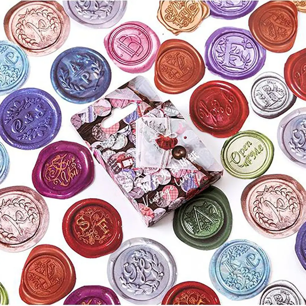 

45Pcs/Fashion Retro Wax Seal Stickers Self Adhesive stickers Diary Stationery Sticker Decoration Paper DIY Craft Office Supplies