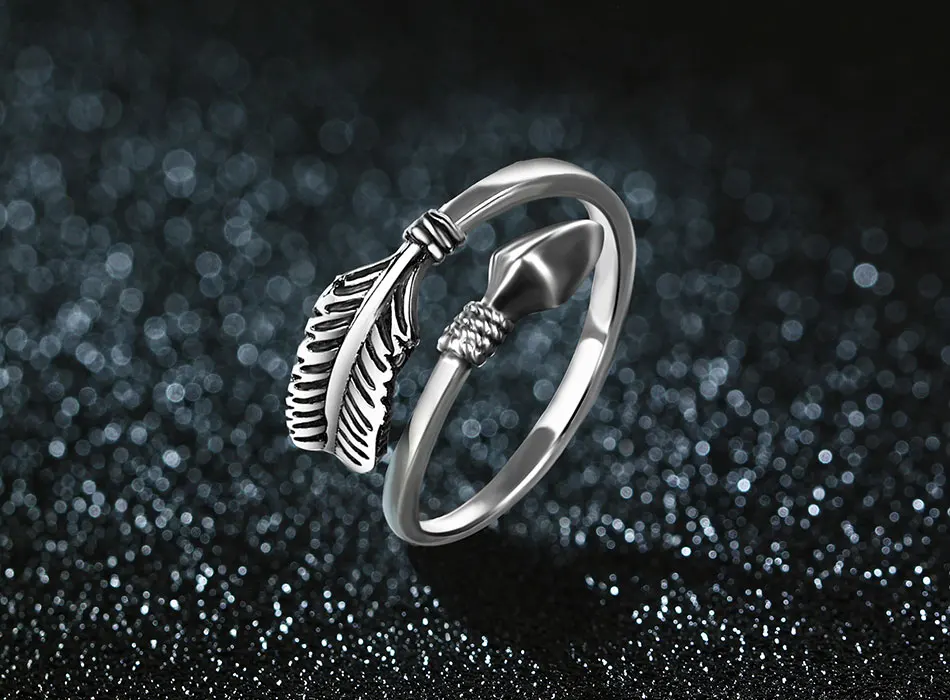 JIASHUNTAI 925 пробы серебряные кольца для женщин Амура стрела Дизайн Винтаж тайский серебряные ювелирные изделия Открытое кольцо для любимой лучший подарок