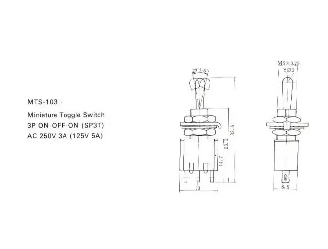 5 шт./лот мини-тумблер SPDT 6A 125 В AC/3A 250 В AC Миниатюрный рычажный переключатель 3 контакта 13*8,5 мм вкл.-ВЫКЛ.-ВКЛ. MTS-103