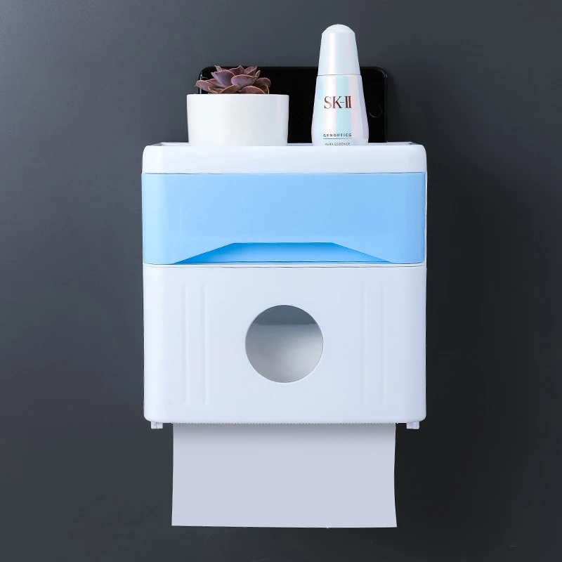 BAISPO держатели туалетной бумаги настенный водонепроницаемый тканевый ящик с ящиком для телефона Полка для хранения портативный держатель туалетной бумаги - Цвет: Blue