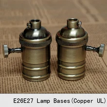 Винтаж круглые светодиодные лампы E27 Edison Медь бронзовая Ретро винт лампы Ручка-розетка переключатель подвесной светильник держатели Комплект из 2 предметов;