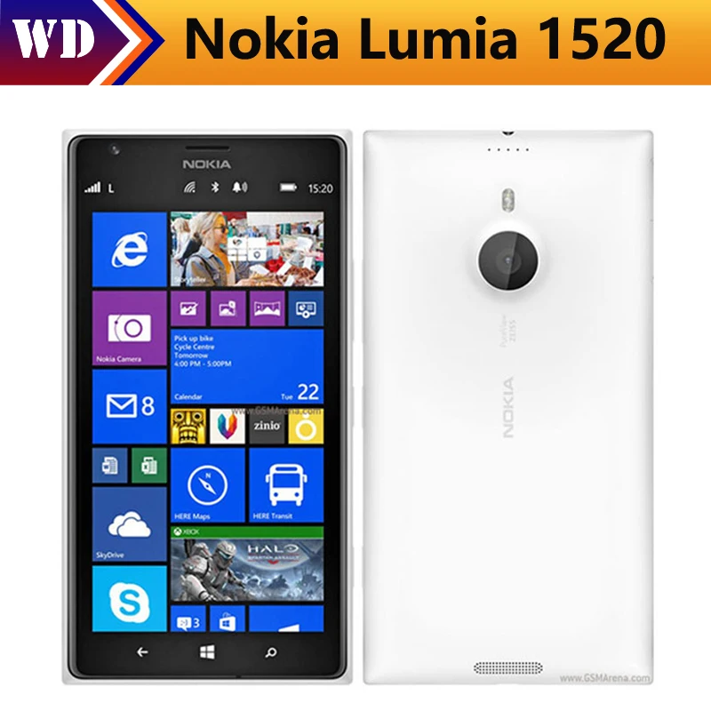 

Original Unlocked Nokia Lumia 1520 GSM 3G&4G Windows Mobile Phone 8 Quad-core 2G RAM 6.0'' 20MP WIFI GPS 32GB