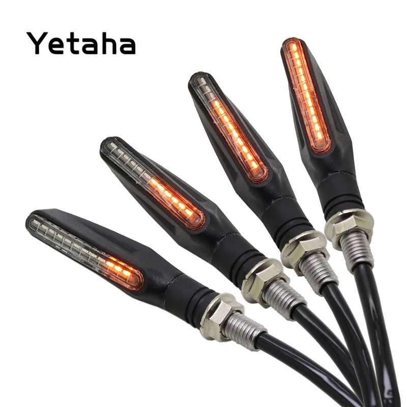 

Yetaha 2Pcs 12LED Motorcycle Turn Signal Lights Flowing Water Indicator Amber Blinkers Universal Bendable Flasher Signal Lamp
