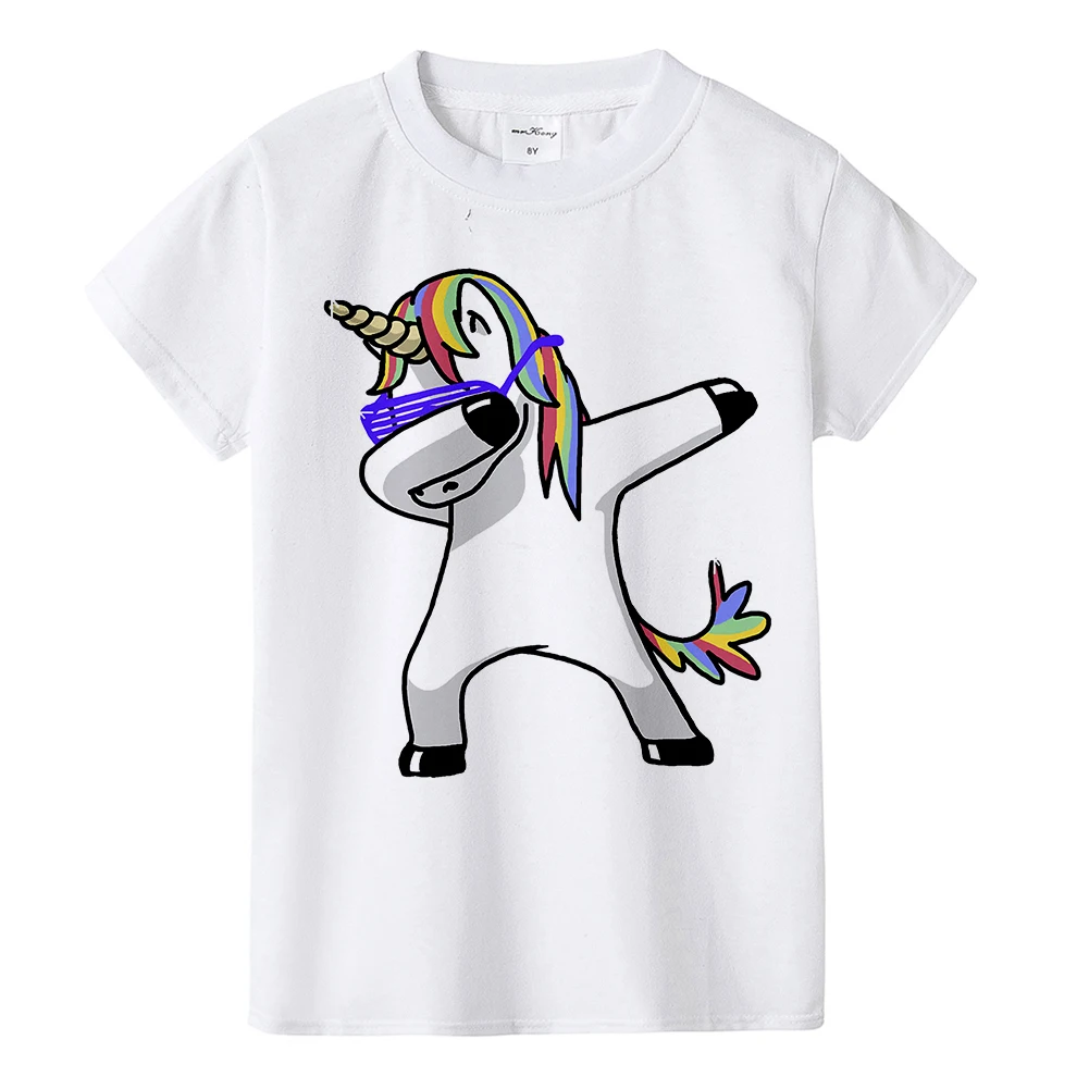 

Dabbing Unicorn t-shirt kids T Shirt children Short Sleeve t-shirts boys girls O-Neck Tops Fashion Cartoon Printed Tee Shirts