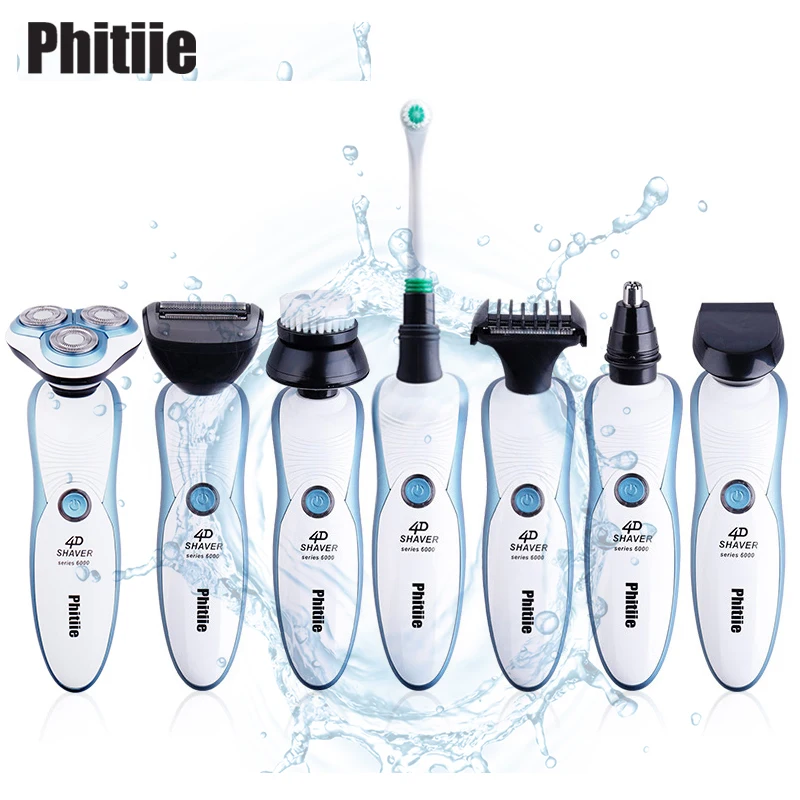 Phitiie uomini 3D Floating Rotary Rasoio Elettrico Barba Trimmer Rasoio da Uomo Rasatura Macchina Ricaricabile Barbeador spazzol