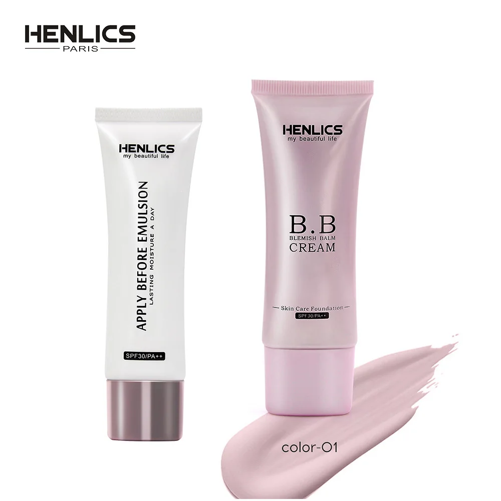 

HENLICS 2pcs/set Face Make Up Set (Base Makeup Foundation Primer+Full cover face BB Cream)