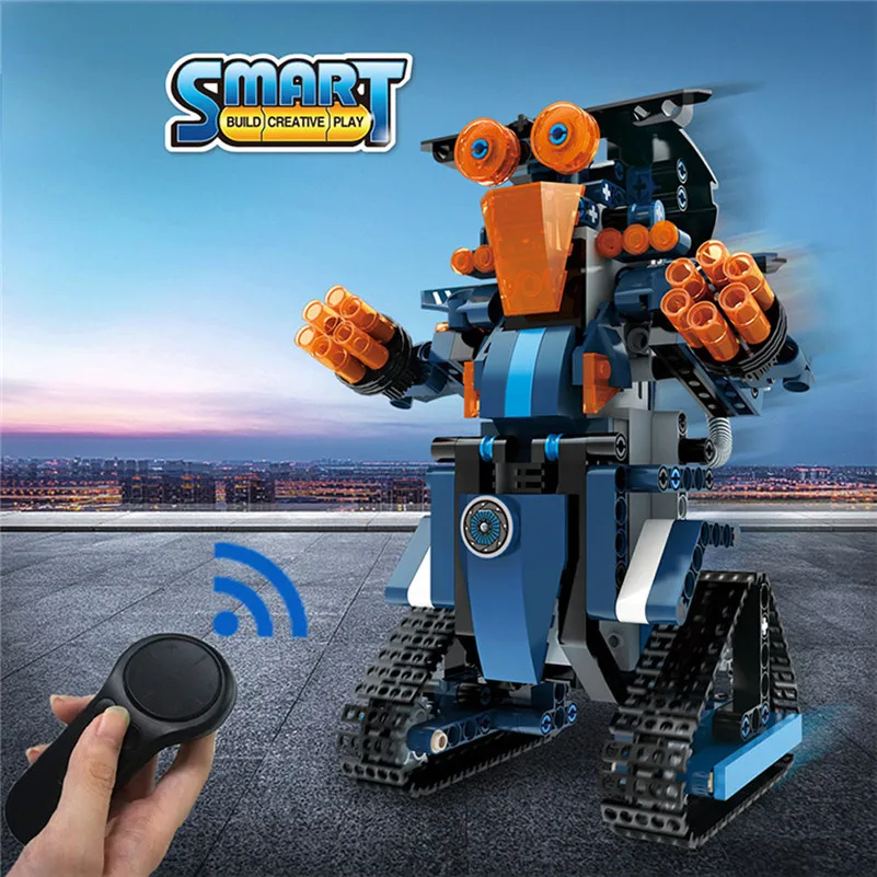 

DIY Building Blocks Walking RC Smart Robot Electronic Robot STEM Toy for Kid duplo wooden jouets birthday gift for boy gril C3