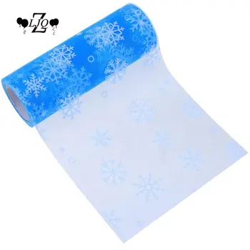

ZLJQ 1P Snowflake Tulle Roll Glitter Frozen Organza Fabric Tutu Skirt Wedding Gift Bow Craft Birthday Party Decoration 15cmx10Y