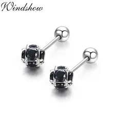 Милый маленький 3D круглый CZ шар 925 пробы Серебряный винт серьги гвоздики для женщин девочек детей ювелирные изделия Orecchini Aros Aretes