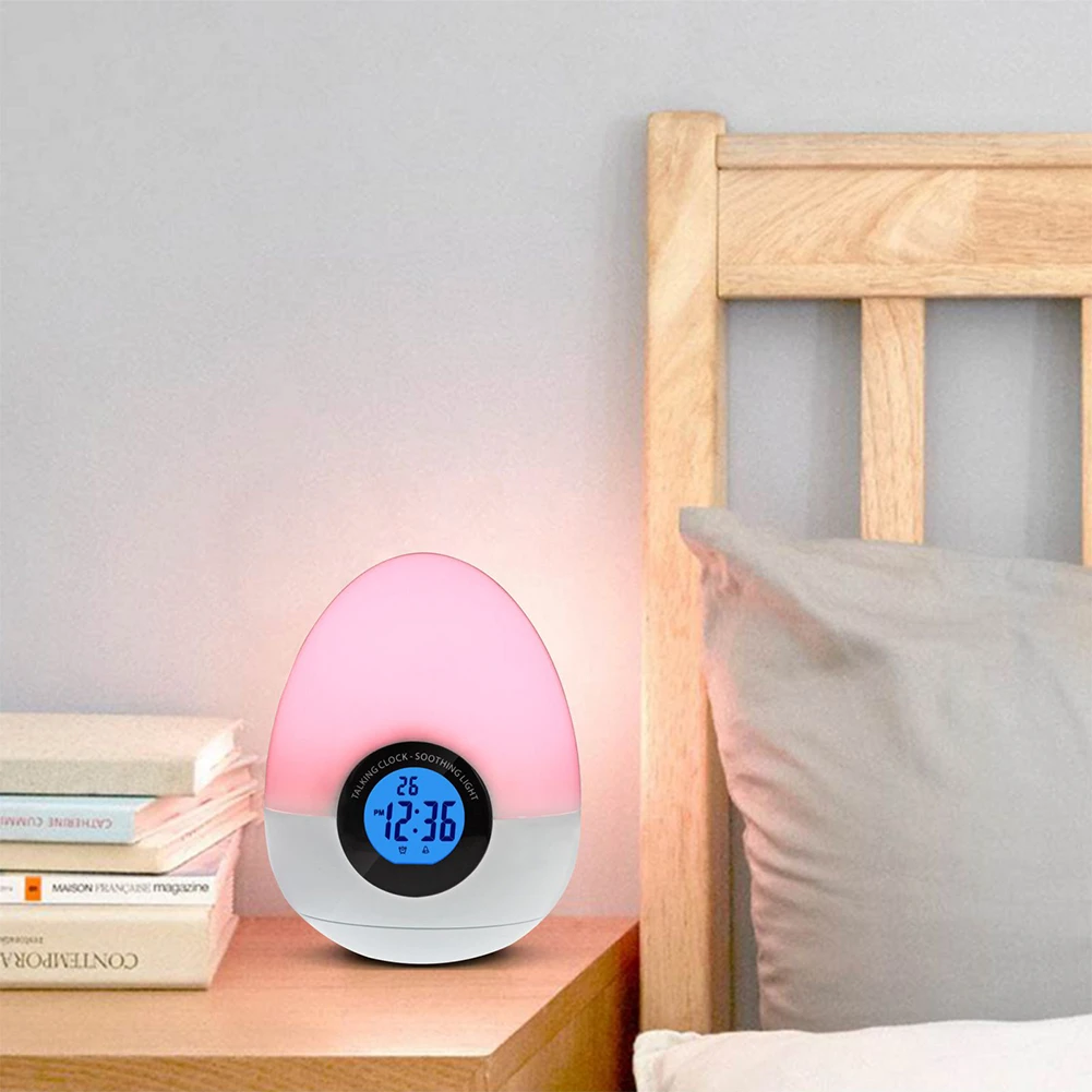 Modern Dinosaur Egg Shape Music Sound Digital LED Night Light Desk Alarm Clock (2)