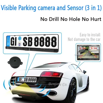 

Visible Parking sensor Car Rear Parking Radar Sensors HD CCD Europe Russia License Plate Frame Car Parking Camera Show Distance