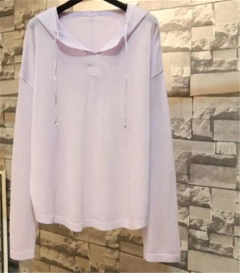 women Spring Summer Ice Silk Thin Long Sleeve Hat Knitted shirt sweater girls Ladies Loose Air conditioned Sunscreen Shirt Top women Spring Summer Ice Silk Thin Long Sleeve Hat Knitted shirt sweater girls Ladies Loose Air conditioned Sunscreen Shirt Top