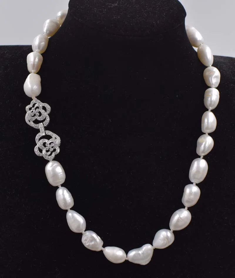 Пресноводный жемчуг Белый барокко 10-11 мм ожерелье 18 дюймов бусы природа