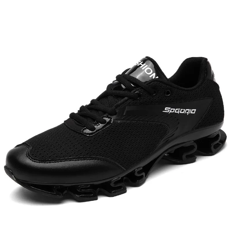 Мужские кроссовки для тренировок на открытом воздухе; амортизирующая нескользящая обувь; Мужская обувь; дышащая прочная спортивная обувь для фитнеса; кроссовки на шнуровке - Цвет: Черный
