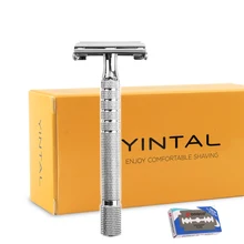 Хромированная длинная ручная бритва Классическая дверная ручка 11,3 см Безопасная бритва с двойными краями и открытым бабочкой