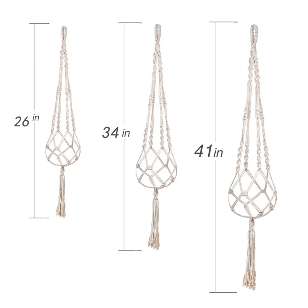 Подвесной, для помещений и улицы растительный держатель корзина льняная веревка настенный мешок цветочный горшок струнная сетка Nacelle садовый горшок 4 шт./компл - Цвет: 3pcs