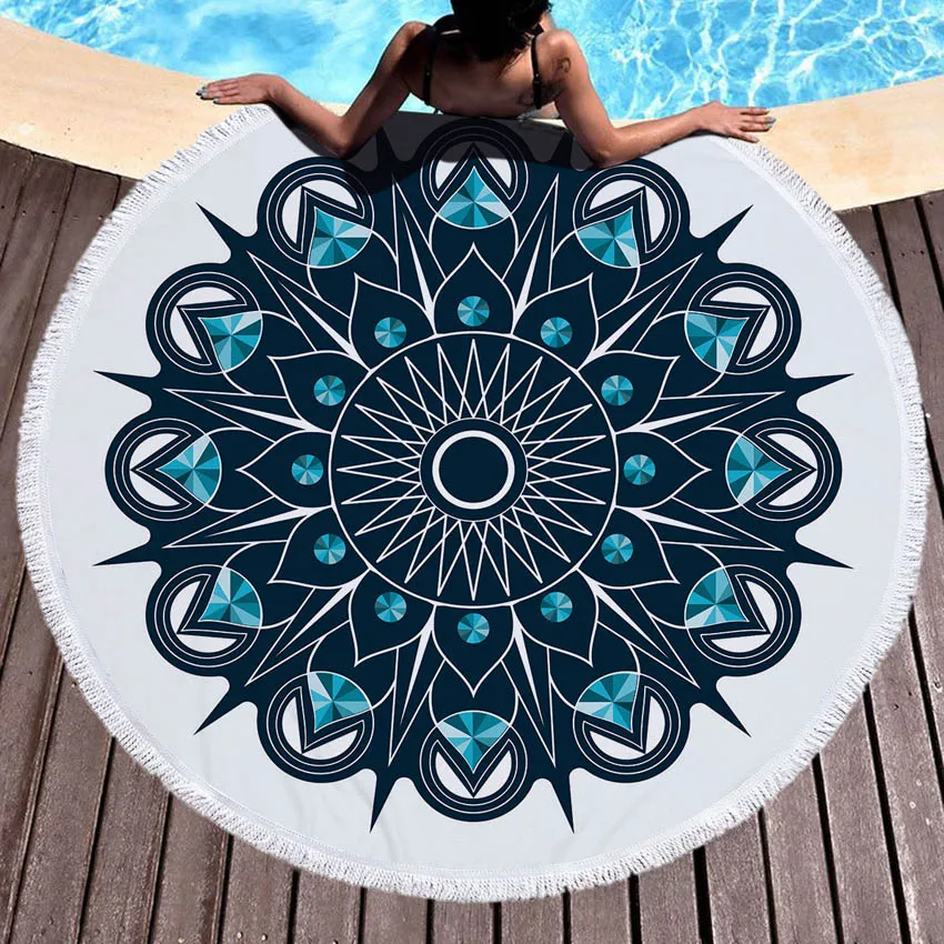 

Beach Towels Geometric Mandala Summer Round Towel for Adults Kids Bath Shower Towel Yoga Mat Sofa Cover Blanket with Tassels