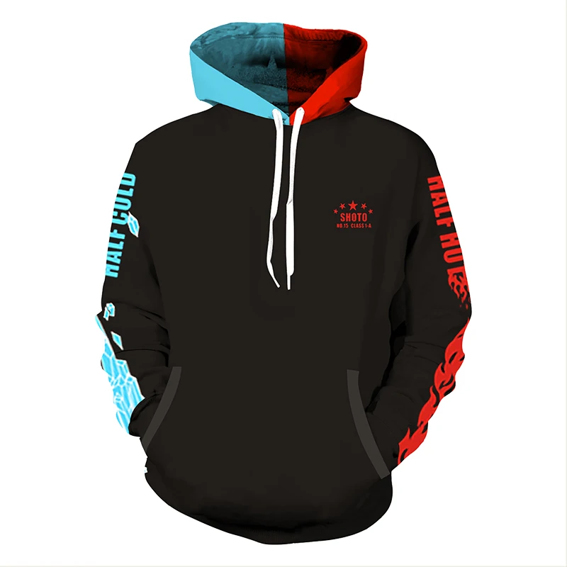 Boku No My Hero Academia Todoroki Shoto Cosplay Costume Casual Hoodies Pullover Sweatershirt Red And Blue Hooded With Real Photo Hoodies Sweatshirts Aliexpress