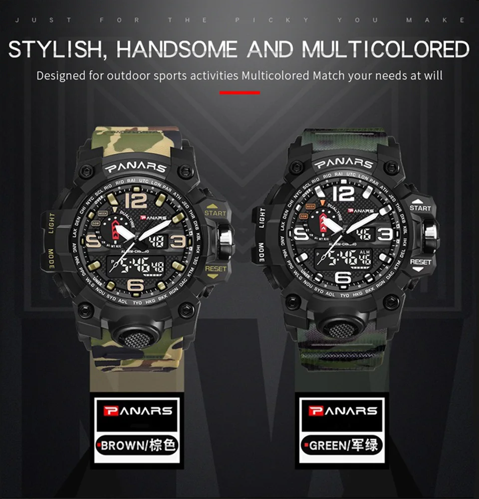 Sports Watch Military Men PANARS LED Digital Wrist Watch Electronic Chrono For Running Fitness G Watches Water Resistant S Shock (4)