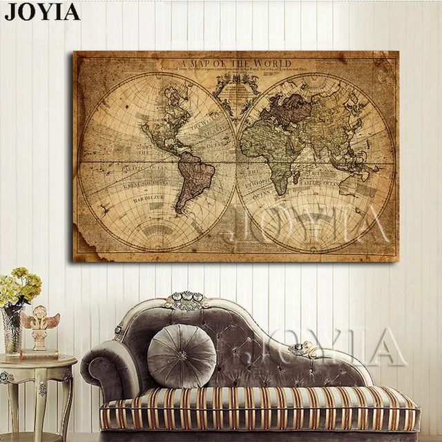 Vintage World Map Canvas Art Print Large Painting Calligraphy Retro Vintage World Map Canvas Art Print Large Painting Calligraphy Retro Navigation Poster Home Office Wall