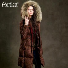 Artka Winter Duck Down Jacket Women Fur Parka With Hood Long Down Coat Female Extra Warm Outerwear Vintage Windbreaker ZK15352D