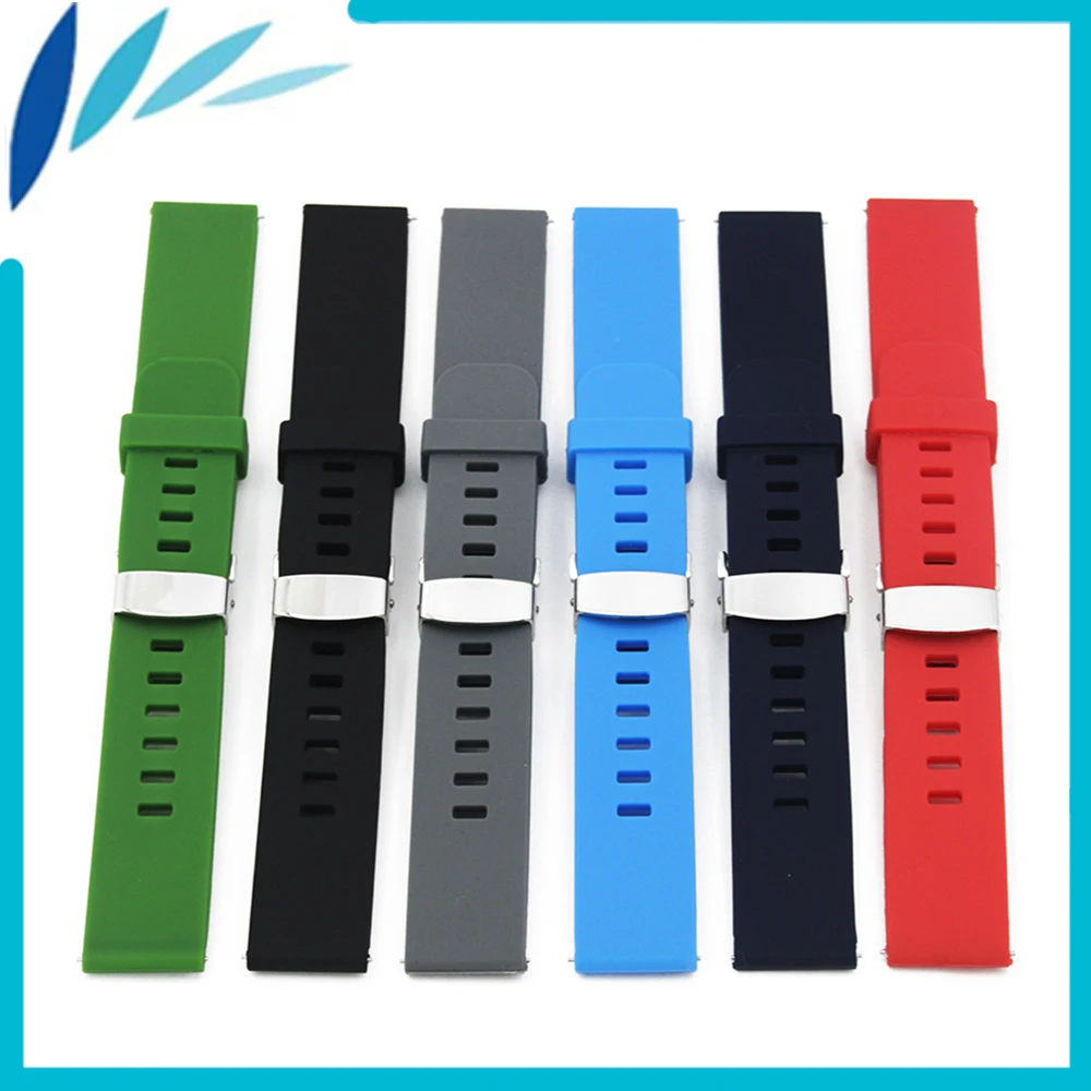 

Silicone Rubber Watch Band 18mm 20mm 22mm for MK Hidden Clasp Strap Quick Release Wrist Loop Belt Bracelet Black Blue Red Green