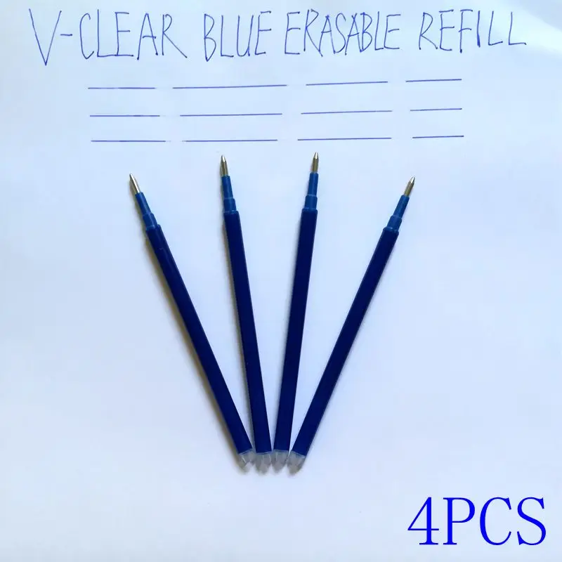 VCLEAR 0,7 мм 4 шт Kawaii ручка фрикционный стирающийся гелевая ручка Легко протирается от тепла Frixion стираемые чернила ручка, канцелярские принадлежности для офиса - Цвет: 4 pcs Blue Refill