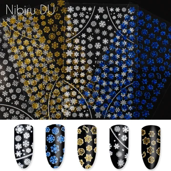 

1 Sheet 3D Tips Nail Stickers Christmas Snowflake Snow Design Adhesive Craft Nail Art Decals For Nails Decorations DIY Manicure