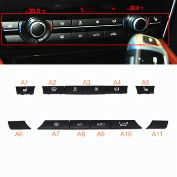 

New 11/12/14Pcs Car Button Key Caps Repair Kit A/C Heater Switch Cover For BMW 5 6 7 F10 F01 F12 F06 F07 GT F11 F13 Black Button