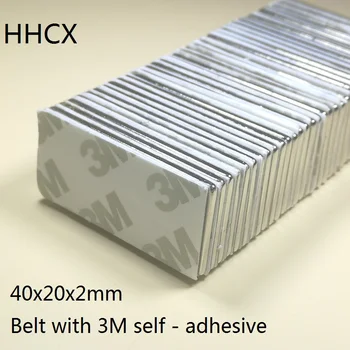

10pcs/lot Neodymium magnet 40x20x2 Belt with 3M self - adhesive N38 Strong NdFeB Magnet 40*20*2 Magnets