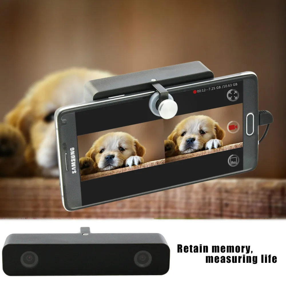 black white pink silver four colors optional android mobile phone free app support dual lens VR stereo 3D video camera