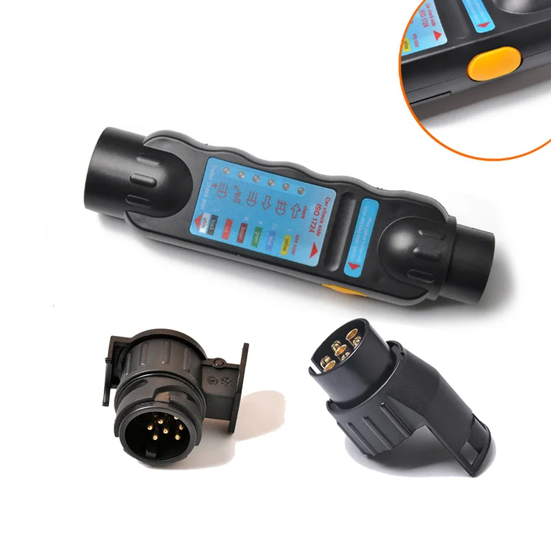 

Car Trailer Light Tester 7 Pin Towing Light Cable Circuit Plug Socket with 2 Adapters 12V Electrics Diagnostic Tools